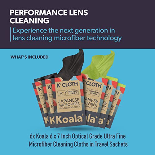Koala Lens Cleaning Cloth | Japanese Microfiber Glasses And Screen Cleaner | Safe For All Multi-Coated Eyeglass And Camera Lenses (Pack Of 6) #TOP2