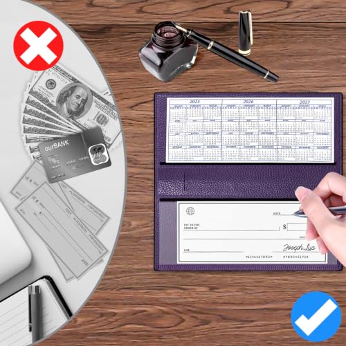 Image of CASMONAL Checkbook Cover for Women & Men, PU Leather Wallet RFID Blocking