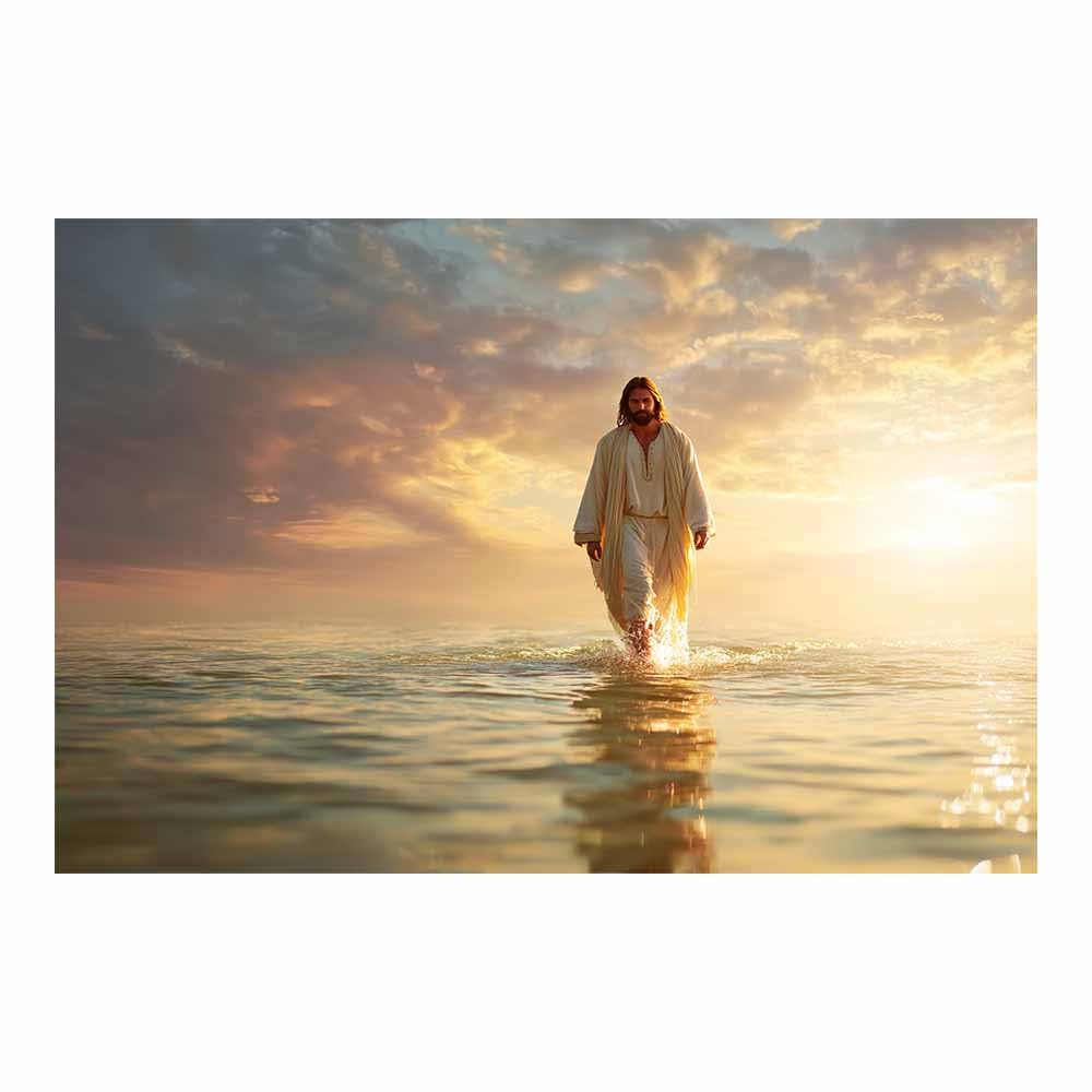 ZAMAEIU Jesus Christ Classic Painting Style Water's light Religious Figure Wall Art Print,Room Decor for living room, bedroom, church, hospital(white)-30x50cm Unframed