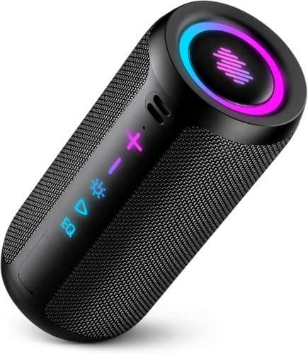 Enceinte Bluetooth Puissante 5.4 sans Fil avec Bass Puissantes, Haut-Parleur Portable 30W, Autonomie 30H,Son Surround à 360 degrés,Appairage TWS,IPX7,AUX,TF...