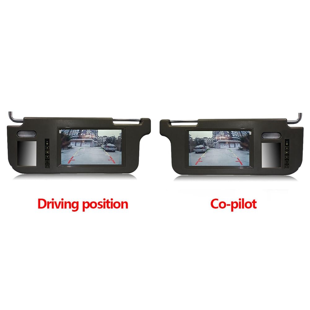 Trjgtas 7 pulgadas negro coche visera parasol pantalla espejo retrovisor monitor LCD vídeo un 2 canales