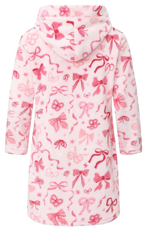 Image of Kid Fleece Hooded Robes Girls Bathrobes Boys Soft Plush Sleepwear Toddler Fuzzy Pajamas
