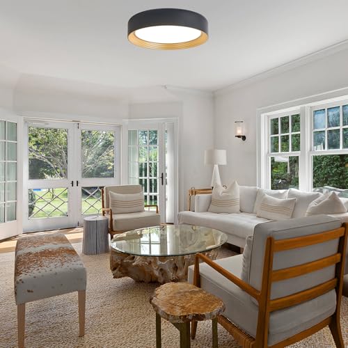 Badiegh Dimmable 15.75 Inch LED Flush Mount Ceiling Light,Modern Black and Gold Lighting Fixture,Round 36W 3000K-6500K 5CCT Ceiling Lamp for Bedroom,Hallway,Living Room by Badiegh - Used condition - Image 7