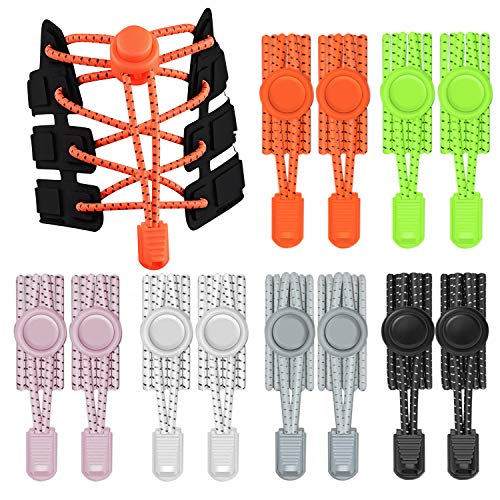Th-some 12 PCS (6 Pares) Cordones Elásticos para Zapatillas Cordones de Zapatos Reflectante para Niños y Adultos, Zapatos Deportivos, Zapatos de Mesa, Botas de Senderismo, Zapatos Casuales JAANY