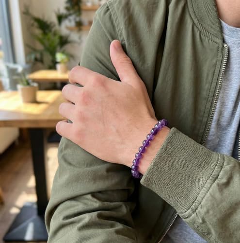 Bracelet en perles lapis lazuli naturelles et améthyste pour femme active