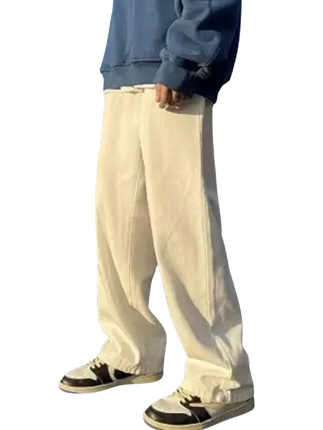 Men Loose Fit Mid Rise Beige Jeans | Premium Denim Pants | Button & Zip Closure | Relaxed Everyday Casual Wear-picture-26