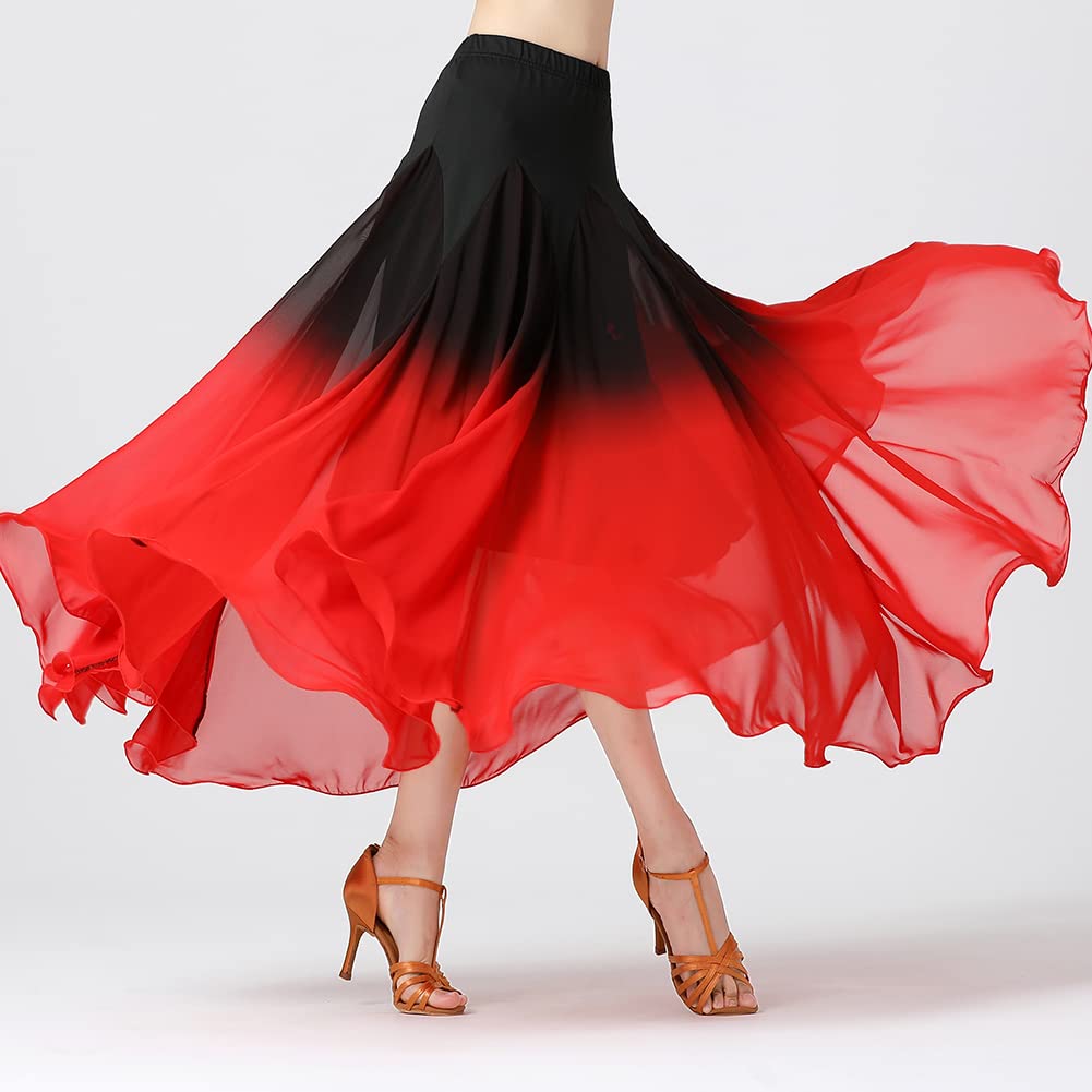 Falda Danza del Vientre Mujer Falda Larga Gasa con Volantes Falda Maxi de Swing Grande Falda Larga de Cintura Elástica