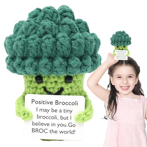 Verduras positivas, Gancho Positivo - Gancho de brócoli Positivo con Tarjeta de Aliento | Verduras creativas de dibujos animados, muñeca de brócoli Hecho mano, Antiestrés Divertido, Adornos