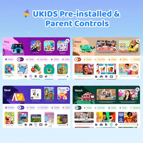 Image of Urao Kids Tablet, Android 16 Tablet for Kids 10 inch with Case, 24GB RAM 64GB ROM 1TB TF Card Expandable for Toddler Children, Parental Control, Dual Camera, WiFi,Gift