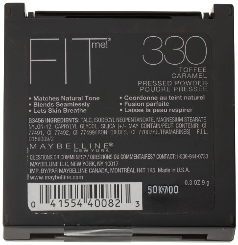 Image of Maybelline New York Fit Me Pressed Powder, For All Skin,Matte, Toffee 330, 0.03 Ounce, 9G,Black