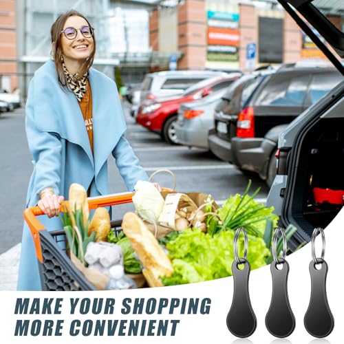 Image of Shimeyao 4 Pcs Portable Aluminum Alloy Keyring Shopping Cart Trolley Tokens Quarter Keychains Gift for Men Women Valentines