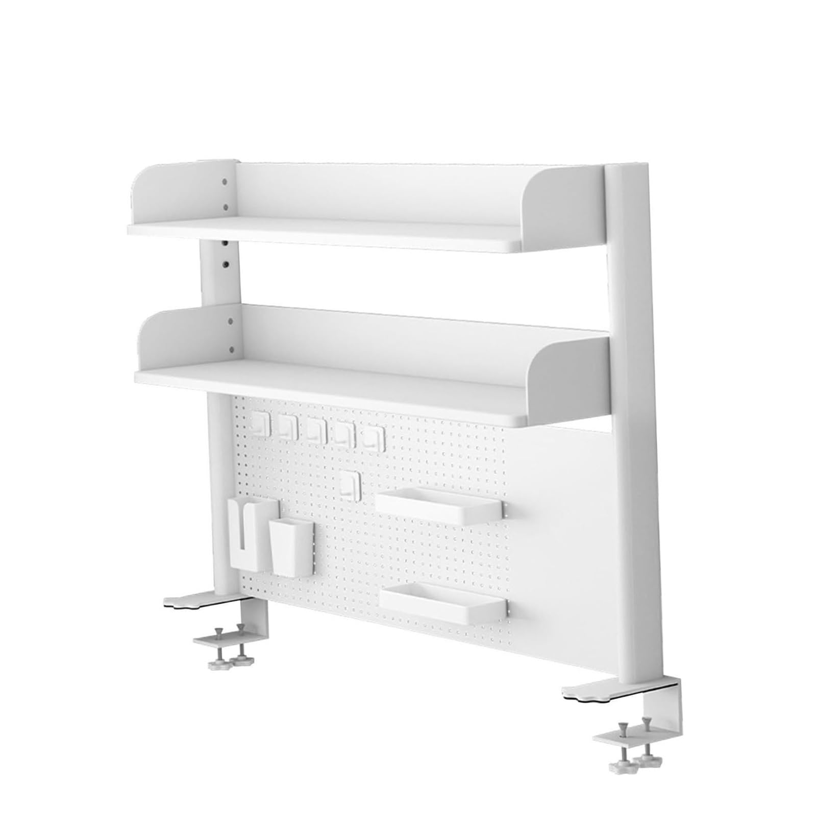 JOUFNING Multipurpose Countertop Hutch Bookshelf, Clamp On Desk Organizer Shelf, Desk Shelf Storage Rack, Desk Extender Pegboard Workstation, Privacy Panel for Gaming Desk(80cm/31.5in)