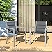 TRIUMPHKEY Gartenstühle Stapelbar, 2er Set Aluminium Gartenstuhl mit Armlehnen, Garten Stapelstühle, Balkonstühle, Garten Esszimmerstühle, Wetterfeste Terrassenstühle, Dunkelgrau