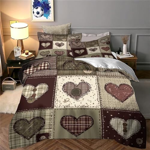 Linge de lit en microfibre résistante effet vintage rétro effet 3D patchwork - 6