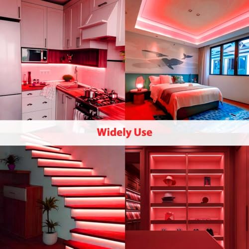 Image of Lamomo Red Led Strip Lights 32.8Ft, 2 Roll Neon Rope Strip 0.39In /Cut, 12V Flex Waterproof Silicone DIY Neon Sign for Kitchen Bedroom Commercial Decor, 6mm Width(Power Adapter not Included)