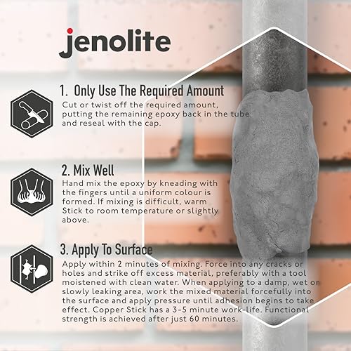 image for JENOLITE Steel Repair Epoxy Putty Stick Industrial Strength - Rebuild 