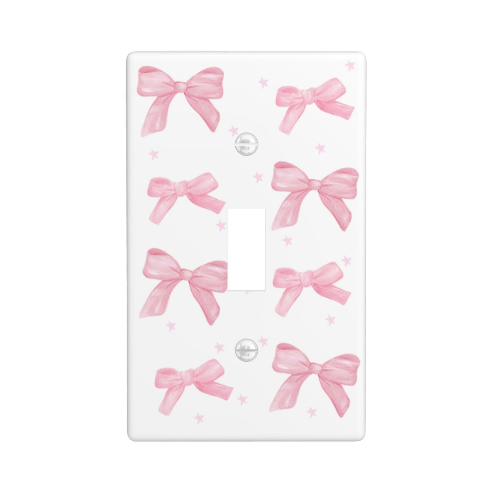 Pink Bow Single Toggle Light Switch Plate Cover 1 Gang Decorative Outlet Plate Electrical Wall Plate Covers Receptacle Decorate Plug Covers For