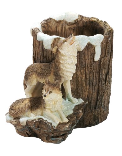 Pot à crayon figurine loup pour ranger les stylos éparpillés sur la table