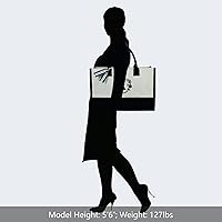 Vista 217 de TOPDesign Personalized Initial Canvas Beach Bag, Monogrammed Gift Tote Bag for Women Negro y marrón