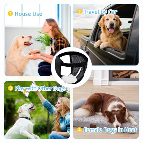 3er-Pack LäUfigkeitshose FüR HüNdinnen,HöSchen FüR Hunde LäUfigkeit, Mit 10 Damenbinden, Verstellbare Taille, Geeignet FüR LäUfige HüNdinnen, Schwarz XL