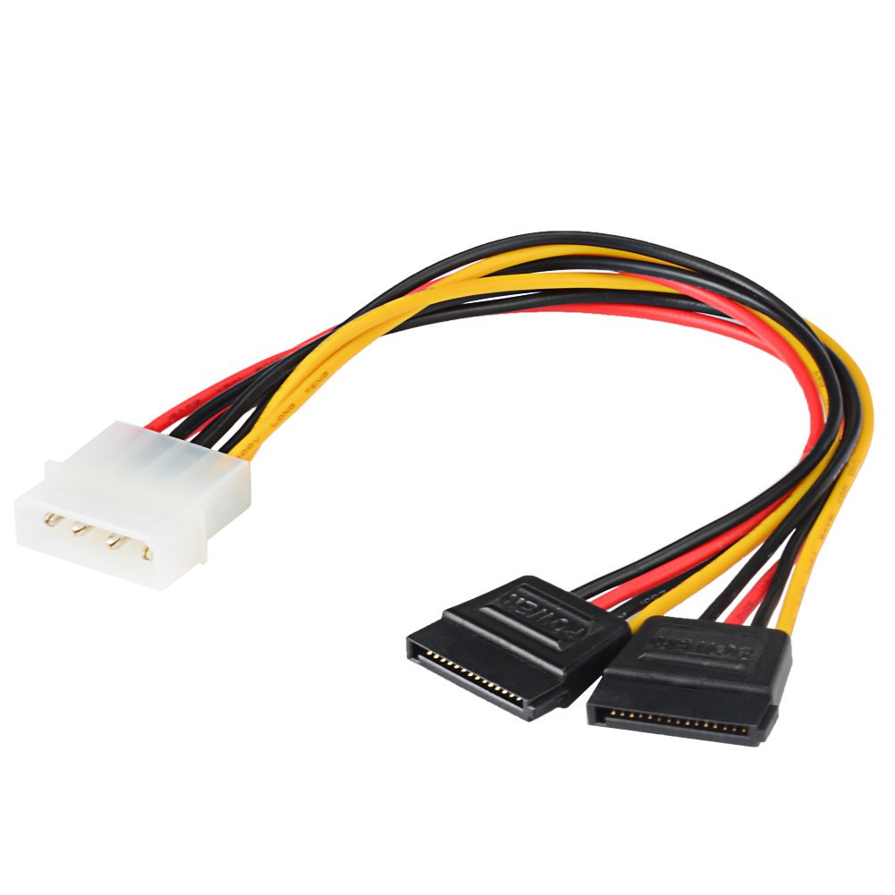J&D 2er Pack 4 Pin Molex (LP4) auf 2X 15 Pin SATA Stromkabel Splitter Kabel Adapter - 20cm