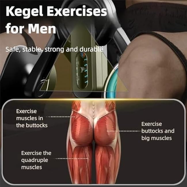 Pelvic Floor Exercise Devices for Men, 132LB Kegel Exerciser, Pelvic Floor Muscle Trainer with Leg Straps, Inner Thigh Exerciser Strong Resistance,Hip Inner Thigh Strengtheners for Women,Double Spring