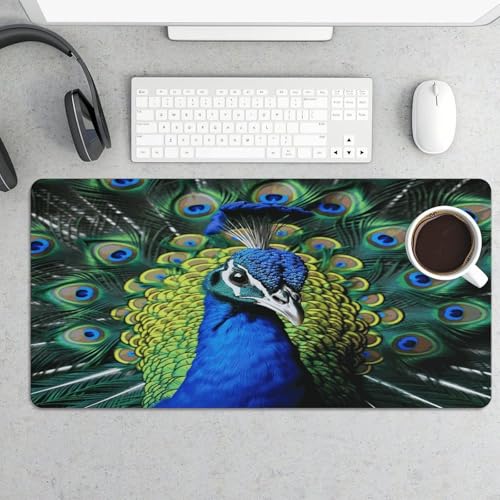 Blue Peacock Desk Mat Non-Slip Large Mouse Pad 60x30 cm miniatura 5