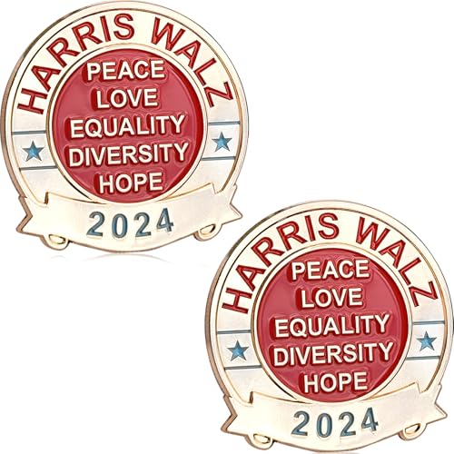 Arturbo 2PCS Women Girl Power Feminist Enamel Pin Badges Kamala Harris Justice Lapel Pins Brooch for Clothing Bags Backpacks Hats Decoration