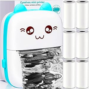 Mini Printer Portable, Pocket Thermal Printer with 6 Rolls Paper Compatible with iOS Android, Bluetooth Wireless Smart…