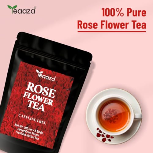 Image of Teaaza Rose tea | 100 Grams-100 Cups| Skin Glow Tea |Detox Tea - Vitamin - C Rich - Rose Flower Tea| Dried Rose Petals Tea