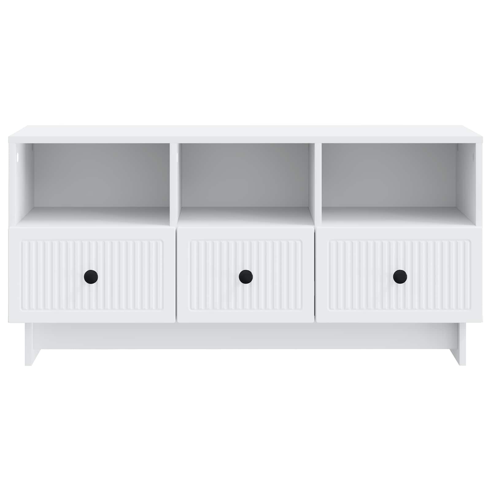 Mobile TV in Legno Ingegnerizzato Bianco 102x34,5x50 cm | Pratico mobiletto per soggiorno con 3 cassetti spaziosi, ideale per organizzare decoder e console da gioco.