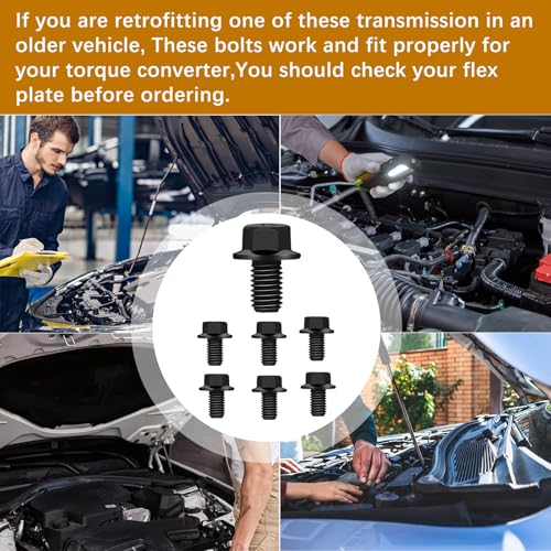 image for Qwtqwt 6 Pcs 2307304 Torque Converter Bolts Fits for GM 4L60E 4L65E 4L