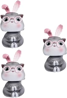 Abaodam 3 Pçs Gato Bobble Cabeça Ornamento Topper De Mesa Mini Mini Resina Animais Acenando Boneca Figuras De Cabeça De Carro Gato Bobblehead Para Carro Balançando A Cabeça Resina