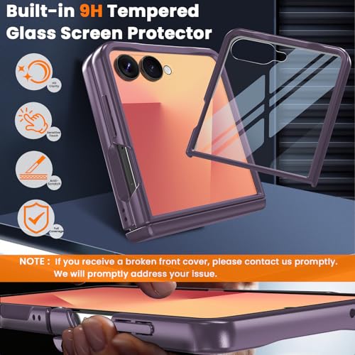 Image of WRJ for Samsung Galaxy Z Flip 7 Case Built-in Screen Protector,Dark Purple