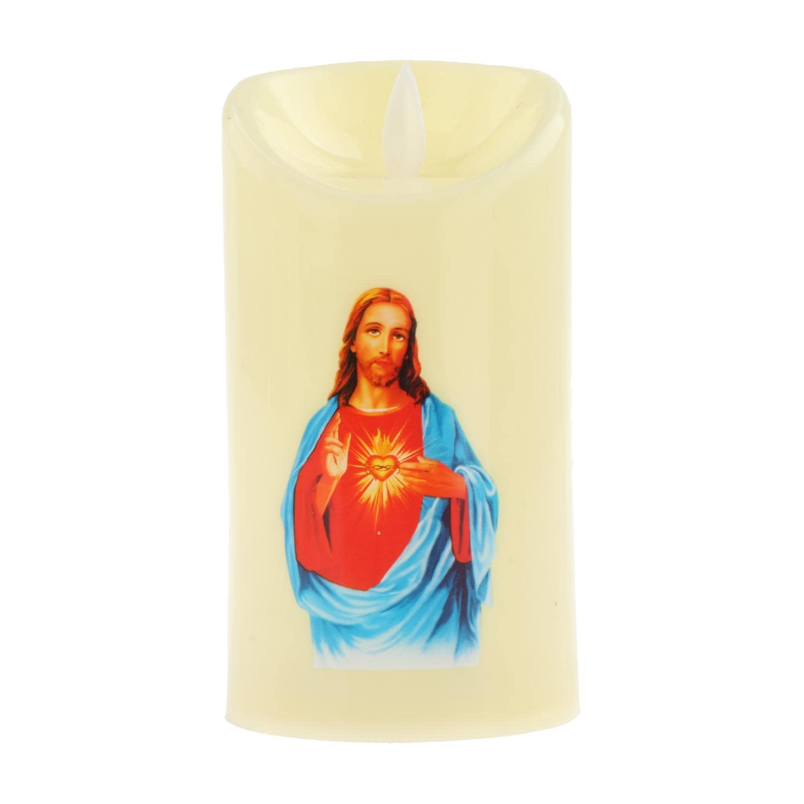 Geardeangloow Sacred Man With Heart Electronic Candle Flameless Pillar Light Decoration