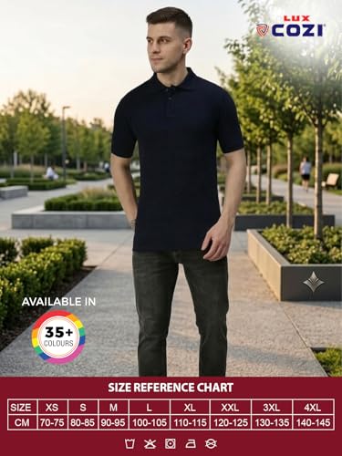 Image of Lux Cozi Men's Cotton Solid Polo Tshirt | Collar Tshirts | Half Sleeves | Stylish & Premium All Day Wear | Pack of 1