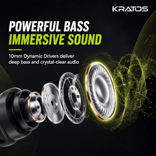 Image of Kratos N4 Bluetooth Neckband with 55H Playtime, Deep Bass, Stereo Sound, HD Calls, Magnetic Earbuds, Type-C Fast Charging, Rich Audio, Hollow Switch for Comfort & Style (Black)
