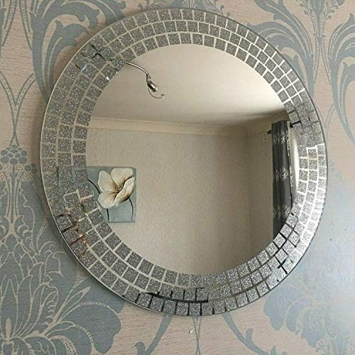 RICHTOP Wall Mirror Large Crystal Jewel Mosaic Framed Round Wall