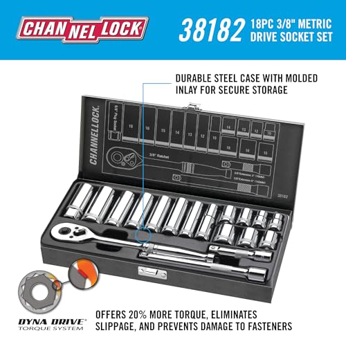 Channellock 38182 3/8" Drive Metric Socket set, 18 Piece thumbnail 3