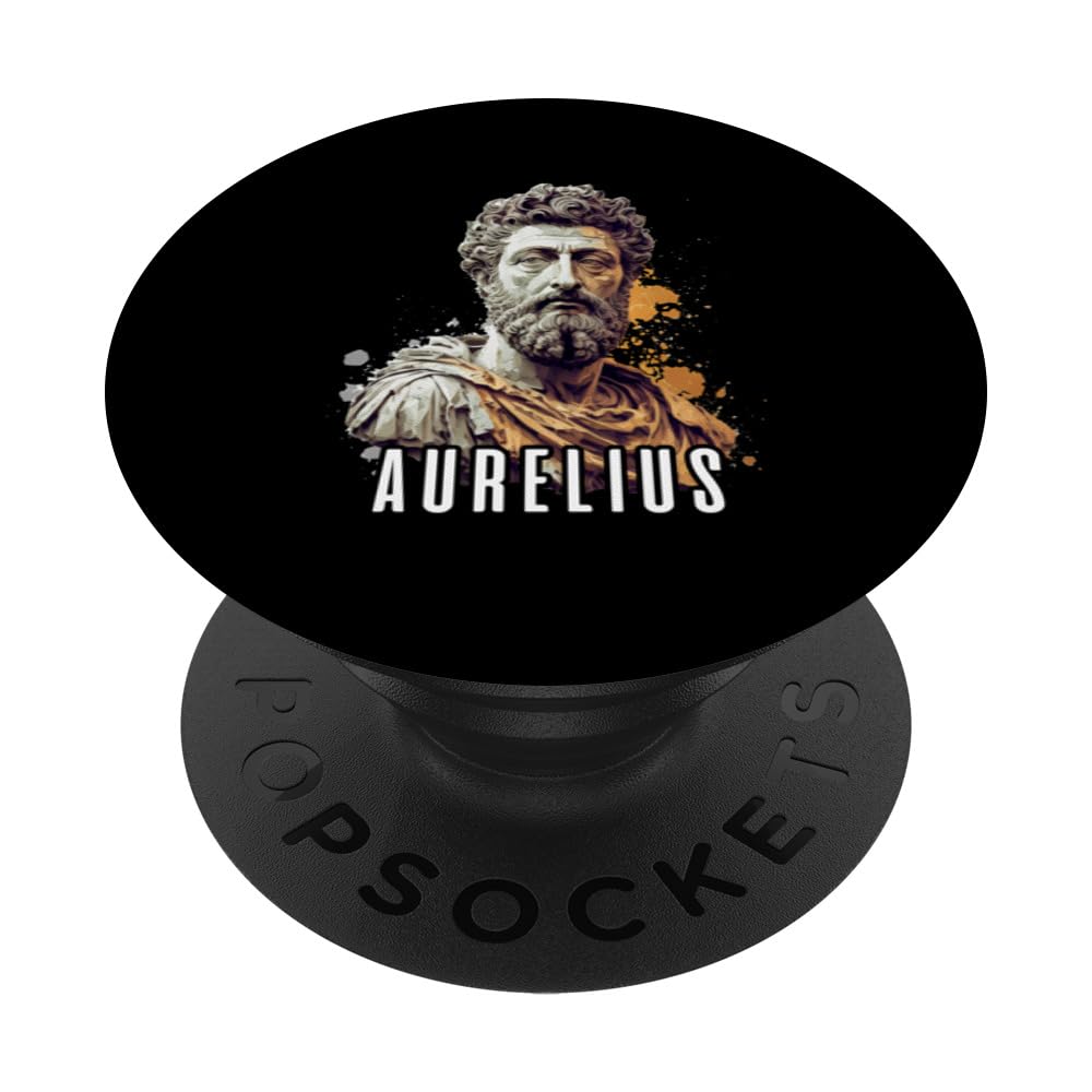 Marcus Aurelius Stoicism Stoic Philosophy Roman Emperor PopSockets Swappable PopGrip, Black