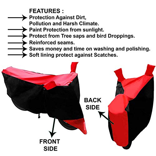 Image of Kandid Red & Black Dust and Water Resistant Double Mirror Pocket Bike Cover for Suzuki Swish 125