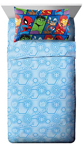 Image of Jay Franco Marvel Super Hero Adventures Hero Together 4Piece Toddler Bed Set Super Soft Microfiber Bed Set Includes Toddler Size Comforter & Sheet Bedding Features The Avengers Official Product