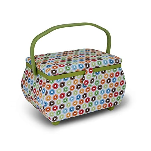 Dritz Sewing Basket Circle 12.75X7.75, Multicolor Retro