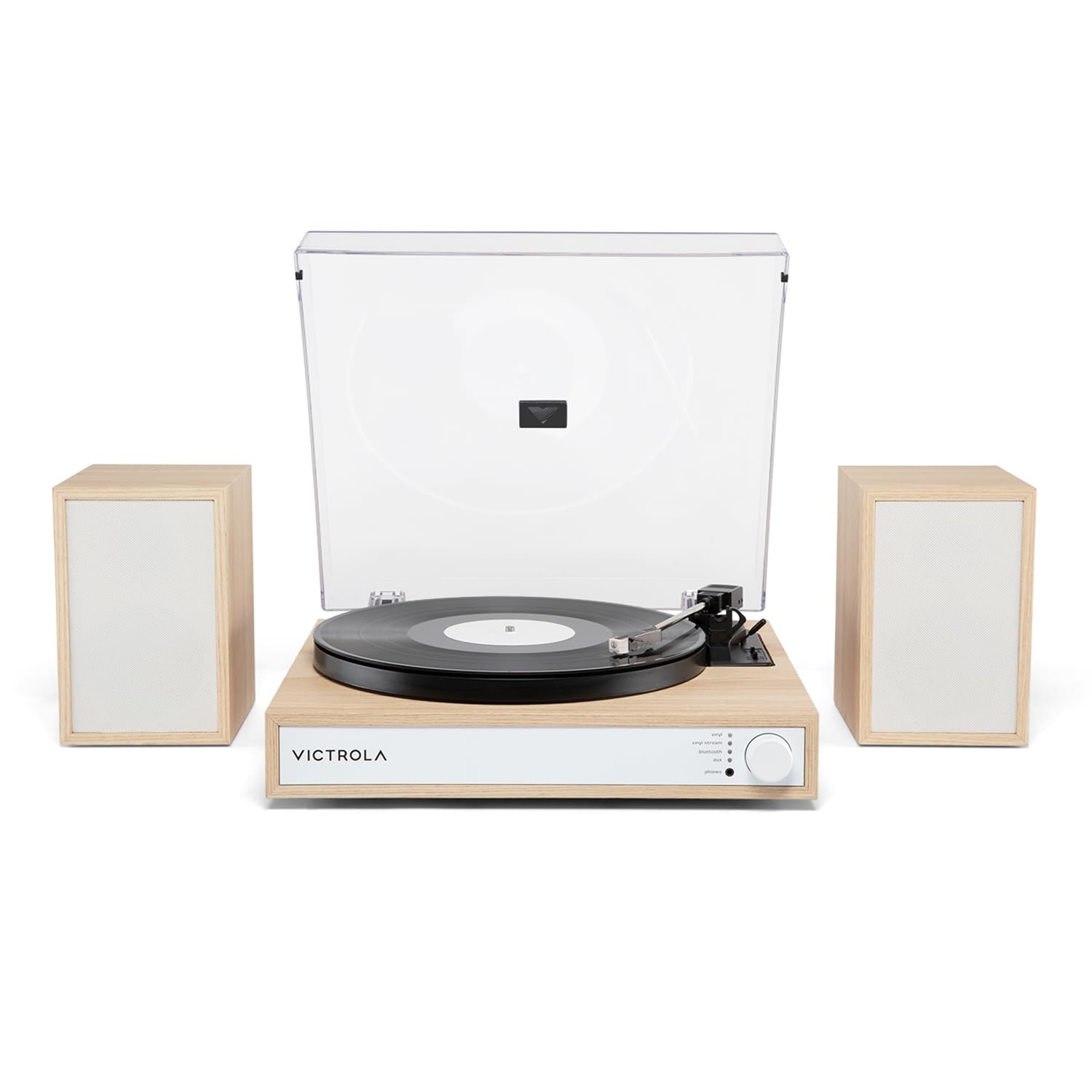 Victrola Harmony – Bluetooth Turntable System– 3-Speed Vinyl Record Player, Stereo Speakers, Audio Technica ATN3600L, Bluetooth in & Out (Natural)