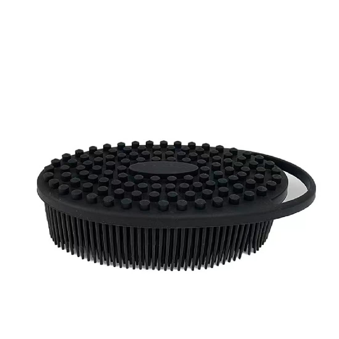 Cepillo de Cuerpo de Silicona de 2 Caras para Limpieza de Piel y Cabello - 2 en 1 Cepillo de Ducha y Champú con Masajeador Exfoliante para Cuero Cabelludo, Fácil de Limpiar, Negro