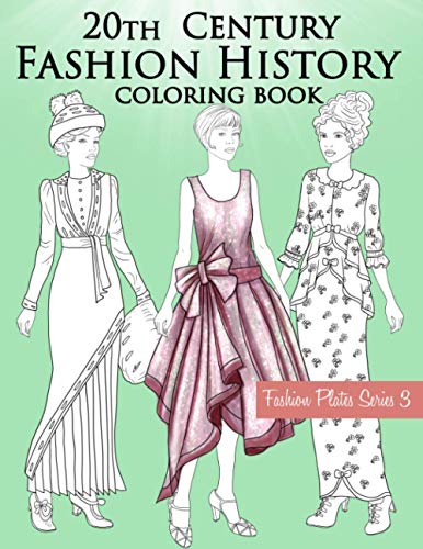 20th Century Fashion History Coloring Book: Vintage Coloring Book for Adults with Twentieth Century Fashion Illustrations from 1900s to 1990s (Fashion Plates) image 3