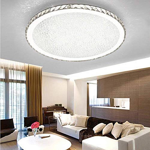 Ladiqi Crystal Round Led Flush Mount Ceiling Light Luxury Modern Close To Ceiling Light Indoor Chandelier Lighting Fixture For Living Room Bedroom Dining Room Restaurant (White, 23.5'') #TOP5