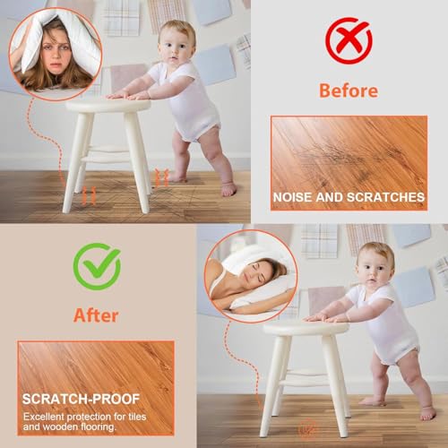 Image of Ahamo 48 PCS Silicone Chair Leg Floor Protectors - Anti-Slip Furniture Leg Caps (25mm x 4mm) | Noise-Reducing Buffer for Furniture Legs | Table /Chair Rubber Leg Caps (Black)