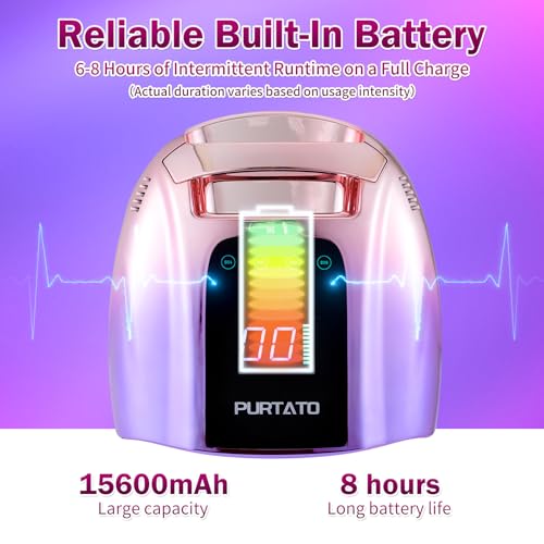Image of Purtato Professional Rechargeable 96W UV LED Portable Cordless UV Light for Nail Lamp Machine with Removable Stainless Steel Bottom,4 Timer Setting and Smart Sensor Nail Dryer (Gradient Purple)