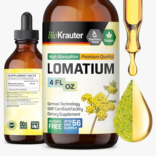 BIO KRAUTER Lomatium for Respiratory & Immune Support - Vegan Lomatium Root Extract 620 mg per Serving for Daily Wellness 4 Fl.Oz. 56-Day Supply Alcohol & Sugar Free Immune Support Supplement